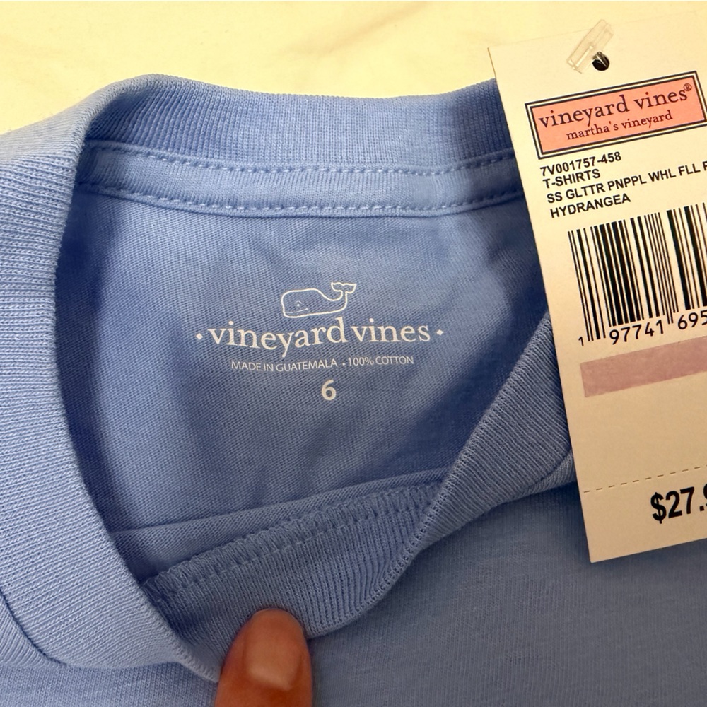 Vineyard Vines Kids Short Sleeve Pocket Tee - Cornflower Blue with Green Whale - Picture 2 of 3